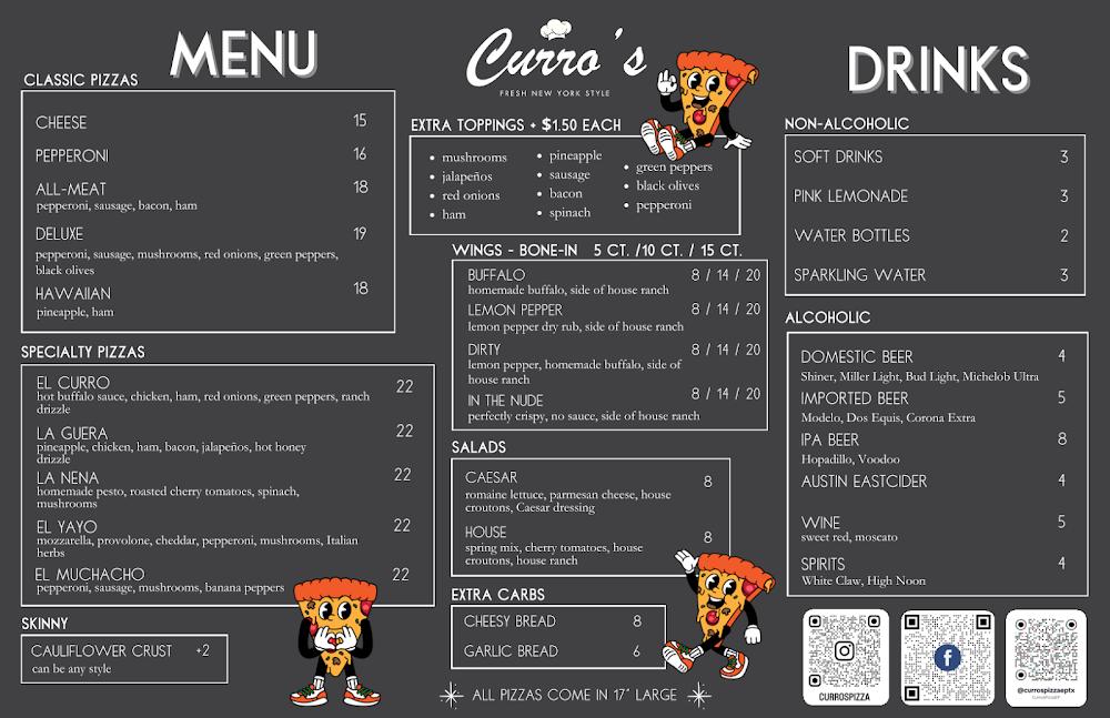 Curro's Pizza Menu image 1